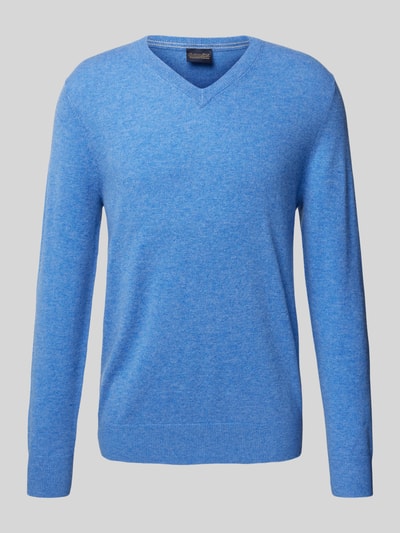 Christian Berg Men Wollpullover mit V-Ausschnitt und Kaschmir-Anteil Bleu Melange 1