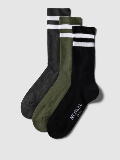 MCNEAL Socken mit Kontraststreifen im 3er-Pack Oliv 1