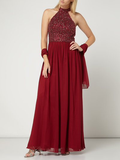 Mascara Abendkleid mit Ziersteinbesatz  Bordeaux 4