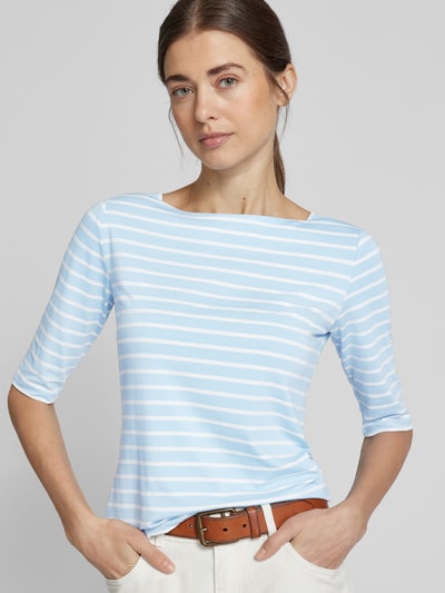 comma T-Shirt mit U-Boot-Ausschnitt Bleu 3