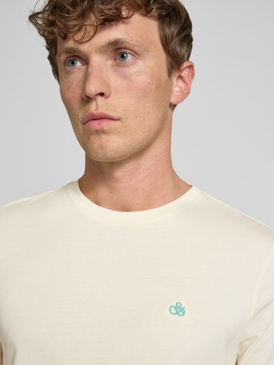 Scotch & Soda T-Shirt mit Logo-Stitching Offwhite 3
