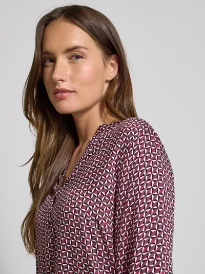 More & More Slim fit blouse met V-hals Bordeaux - 3