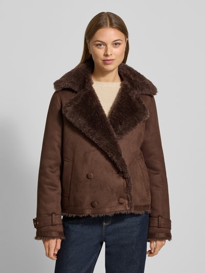 Liu Jo White Kurtka z kołnierzem z połami i patkami na rękawach Czekoladowy 4