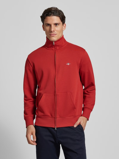 Gant Regular Fit Sweatjacke mit Label-Stitching Modell 'SGIELD' Rot 4