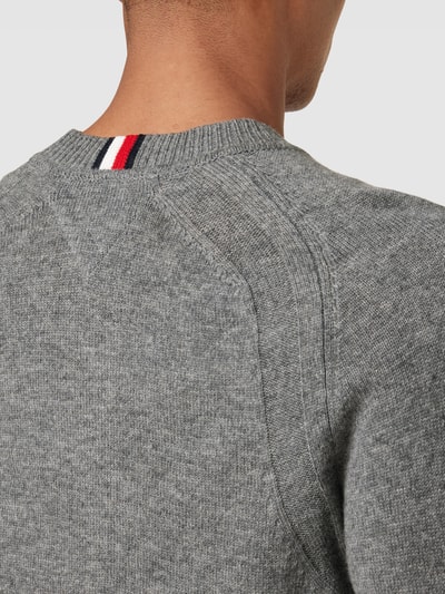 Tommy Hilfiger Strickpullover aus Wolle mit Label-Stitching Mittelgrau Melange 3