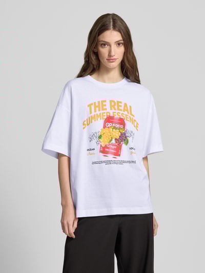 Pieces T-shirt o kroju relaxed fit z czystej bawełny model ‘CLAUDE’ Biały 4