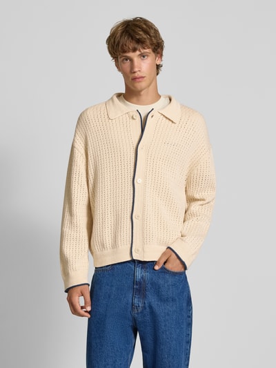 REVIEW Strickjacke mit Polokragen und Knopfleiste Ecru 4