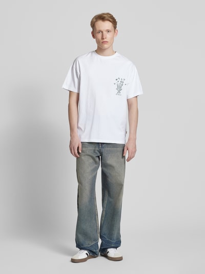 BLKVIS T-Shirt mit Motiv- und Label-Print Modell 'VASO' Weiss 1