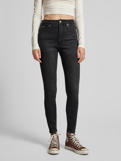 Calvin Klein Jeans High rise super skinny fit jeans in 5-pocketmodel Zwart - 4