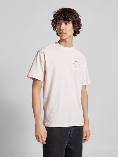 Only & Sons T-shirt met statementstitching, model 'AARON LIFE' Roze - 4