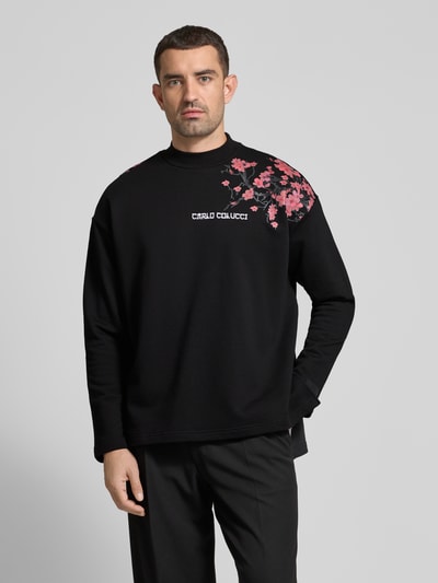 CARLO COLUCCI Sweatshirt mit Label-Stitching Black 4