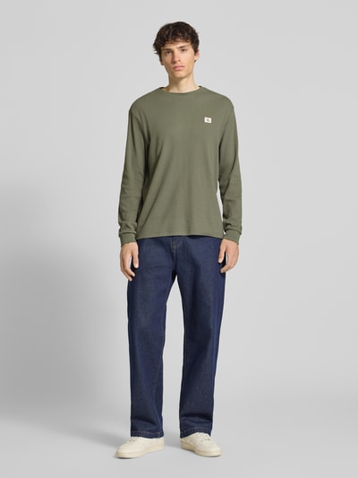 Calvin Klein Jeans Bluzka z długim rękawem o kroju regular fit z mieszanki bawełny Fioletowy 1