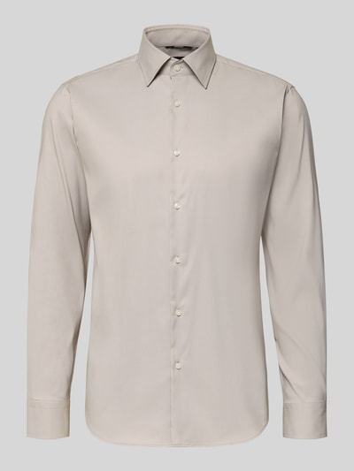 Produktfoto, Regular Fit Businesshemd aus Stretch-Twill Modell 'P-JOE-KENT-C1-222' von BOSS in Beige, Kentkragen, glatte Struktur, Knopfleiste