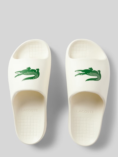 Lacoste Slides mit Label-Print Modell 'CROCO' Offwhite 3