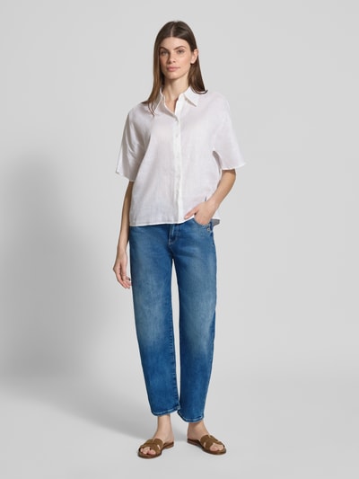 Gang Cropped Jeans im Used-Look mit Label-Detail Hellblau 1