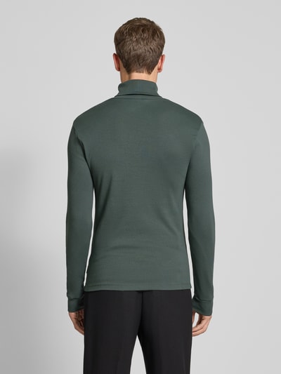 Marc O'Polo Shaped Fit Langarmshirt aus reiner Baumwolle mit Rollkragen Petrol 5
