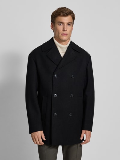 Matinique Lange jas van wolmix, model 'BURNLEY' Zwart - 4