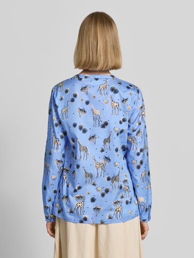Smith and Soul regular fit blouse met all-over motiefprint model 'Vince' Bleu - 5