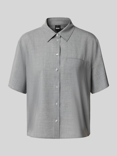 BOSS Bluzka koszulowa o kroju comfort fit z czystej żywej wełny Średnioszary melanż 2