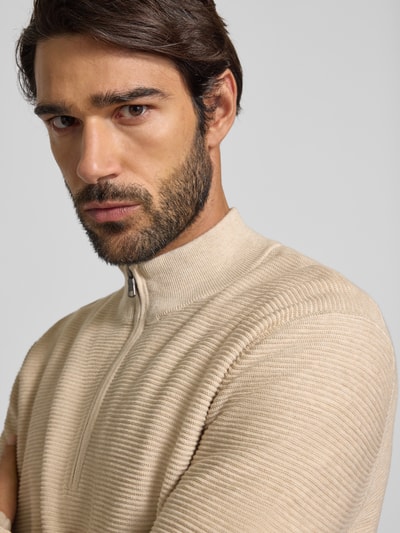 OLYMP Level Five Strickpullover mit Troyer-Kragen Sand 3