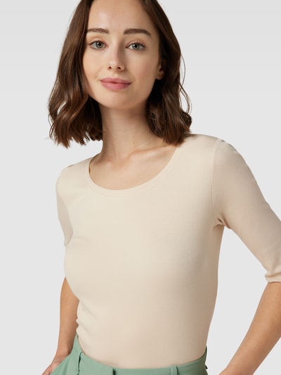 Marc Cain T-shirt van een mix van katoen en elastaan met boothals Offwhite - 3
