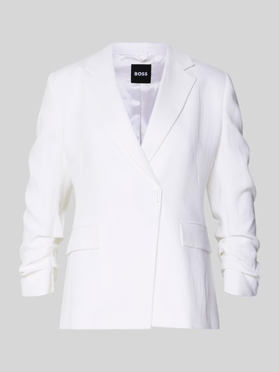 Productfoto, Slim Fit Kurzblazer aus Leinen-Viskose-Mix Modell 'JIA8' van BOSS in melange optiek met reverskraag, twill structuur, 1-knoopsluiting en klepzakken