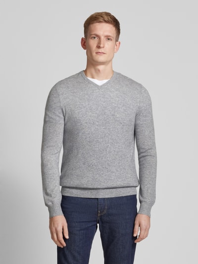 Christian Berg Men Strickpullover mit gerippten Abschlüssen Mittelgrau Melange 4