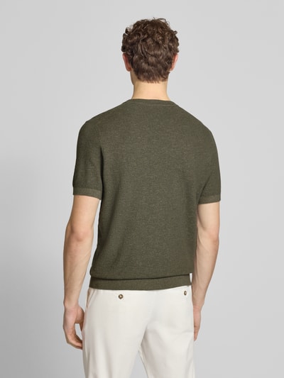 Profuomo T-Shirt aus Baumwoll-Leinen-Mix Oliv 5