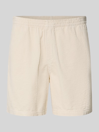 Produktfoto, Shorts mit elastischem Bund Modell 'PADOW' von American Vintage in Creme, reine Baumwolle, Loose Fit, feine Struktur, Vorderansicht