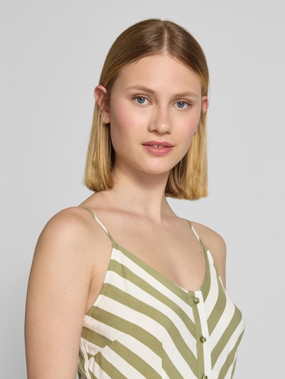 YAS Długa sukienka z wiskozy z listwą guzikową Trzcinowy 3