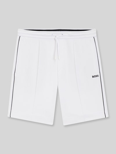 Produktfoto, Regular Fit Sweatshorts aus Baumwoll-Mix Modell 'JT_JOIN HEADLO' von BOSS Green, Optik: Unifarben, Label-Applikation, Paspeln, elastischer Bundabschluss mit Tunnelzug, Reißverschlusstaschen, Materialverarbeitung: Sweat.