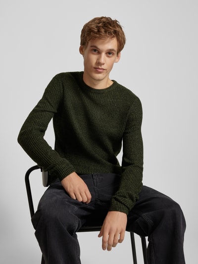 Jack & Jones Strickpullover mit Rundhalsausschnitt Modell 'LEWIS' Dunkelgruen Melange 3