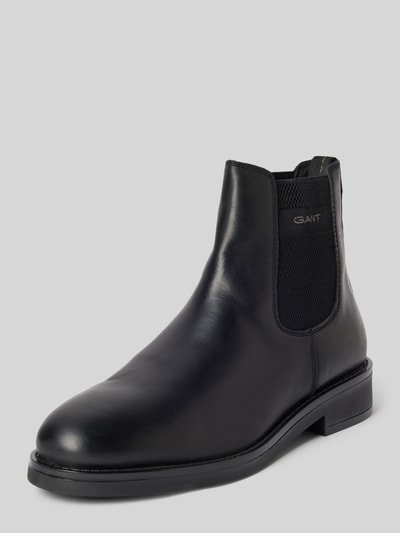 Productfoto, zwarte chelsea boots van glad rundleer, model 'Prepdale' van GANT, Heren Chelseas, eenvoudige textuur, neutrale achtergrond