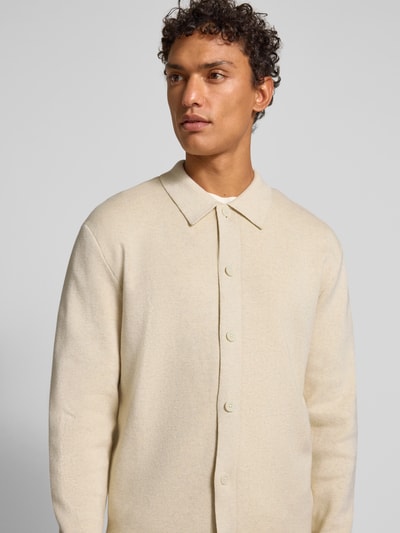 Jack & Jones Premium Gebreid jack met kentkraag, model 'MILANO' Offwhite gemêleerd - 3