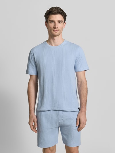 BOSS Regular Fit T-Shirt mit mit Waffelstruktur Modell 'STRUCTURE' Hellblau 4