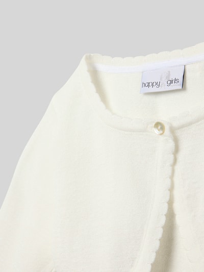 Happy Girls Cropped Bolero in Strick-Optik mit Zierbordüren Offwhite 2