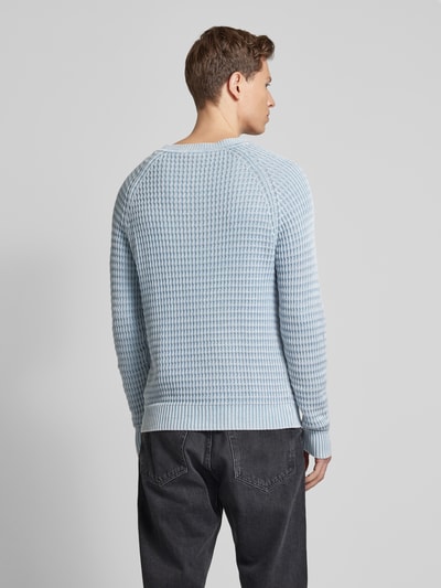 HUGO Strickpullover mit gerippten Abschlüssen Modell 'Sardello' Hellblau 5