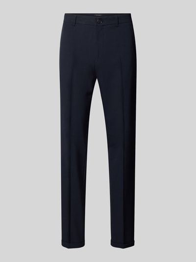 Produktfoto, Regular Fit Stoffhose mit Viskose-Anteil Modell 'Liam' von Matinique, Elastischer-Material-Mix, Bügelfalten, dunkelblau.