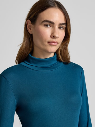 Tom Tailor Regular Fit Langarmshirt aus Baumwoll-Mix mit Rollkragen Petrol 3