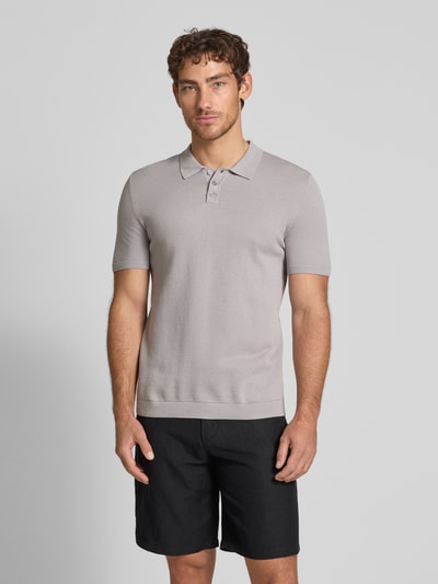 Drykorn Slim fit poloshirt met structuurmotief, model 'TRITON' Steengrijs - 4