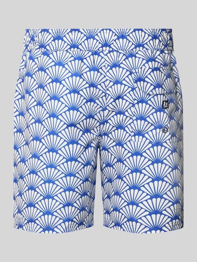 Produktfoto, Badehose mit elastischem Bund Modell 'BHRADCLIFF' von Blend, Regular-Fit, blau-weißes Muster, Gesäßtasche, Label-Patch