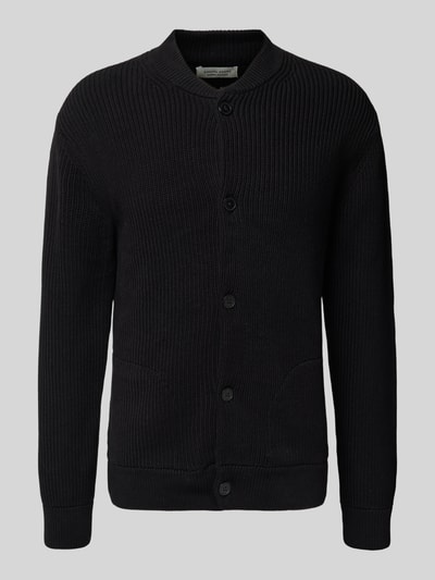 Casual Friday Cardigan met opstaande kraag en knoopsluiting, model 'RODHE' Zwart - 2