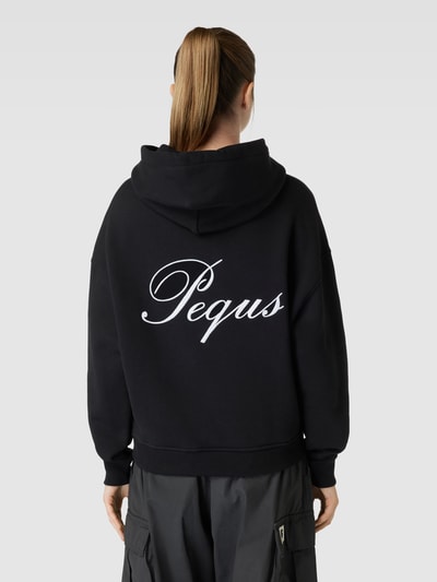 PEQUS Cropped Hoodie mit Label-Stitching Black 5