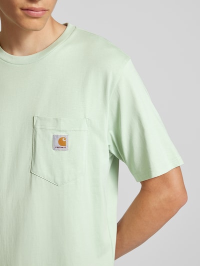 Carhartt Work In Progress T-shirt met labelpatch, model 'POCKET' Mintgroen - 3