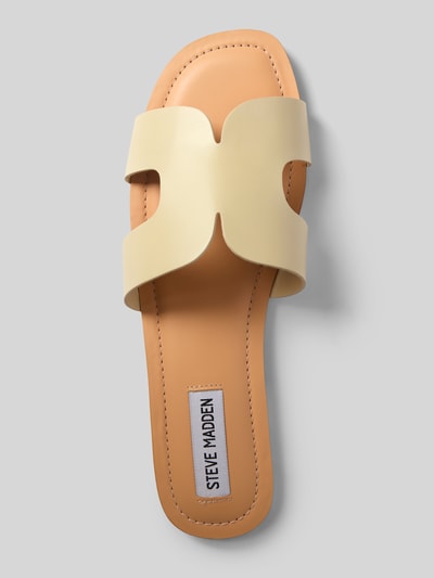 Produktfoto, Slipper aus Echtleder Modell 'Zarnia' von Steve Madden in Beige mit offener Ferse, glatter Sohle und abgerundeter Passform, Absatzhöhe bei Größe 40: 1 cm.