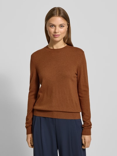 Stefanel Strickpullover aus Wolle mit Rundhalsausschnitt Dunkelbraun 4