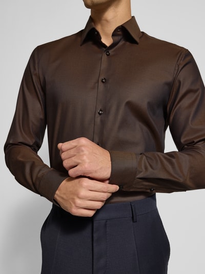 OLYMP No. Six Koszula biznesowa o kroju Super Slim Fit z kołnierzykiem typu kent Średniobrązowy 3