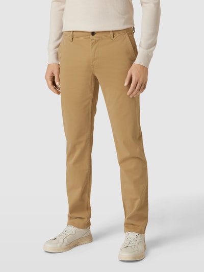 BOSS Orange Chinosy o kroju slim fit z detalem z logo model ‘Schino’ Beżowy 4