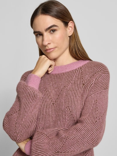 Fynch-Hatton Sweter z dzianiny z mieszanki wełny z alpaki z okrągłym dekoltem Różowawy 3