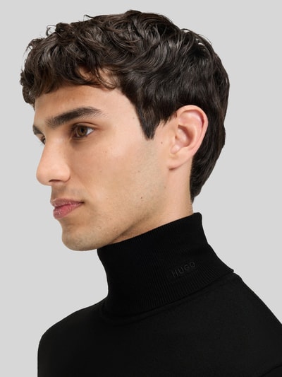 HUGO Regular fit coltrui van merinowol, model 'SAN THOMAS' Zwart - 3